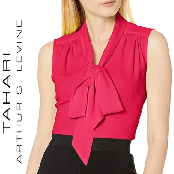 TAHARI A.S.L. | Plus Sleevless Low Bow Blouse - Picture 3 of 4